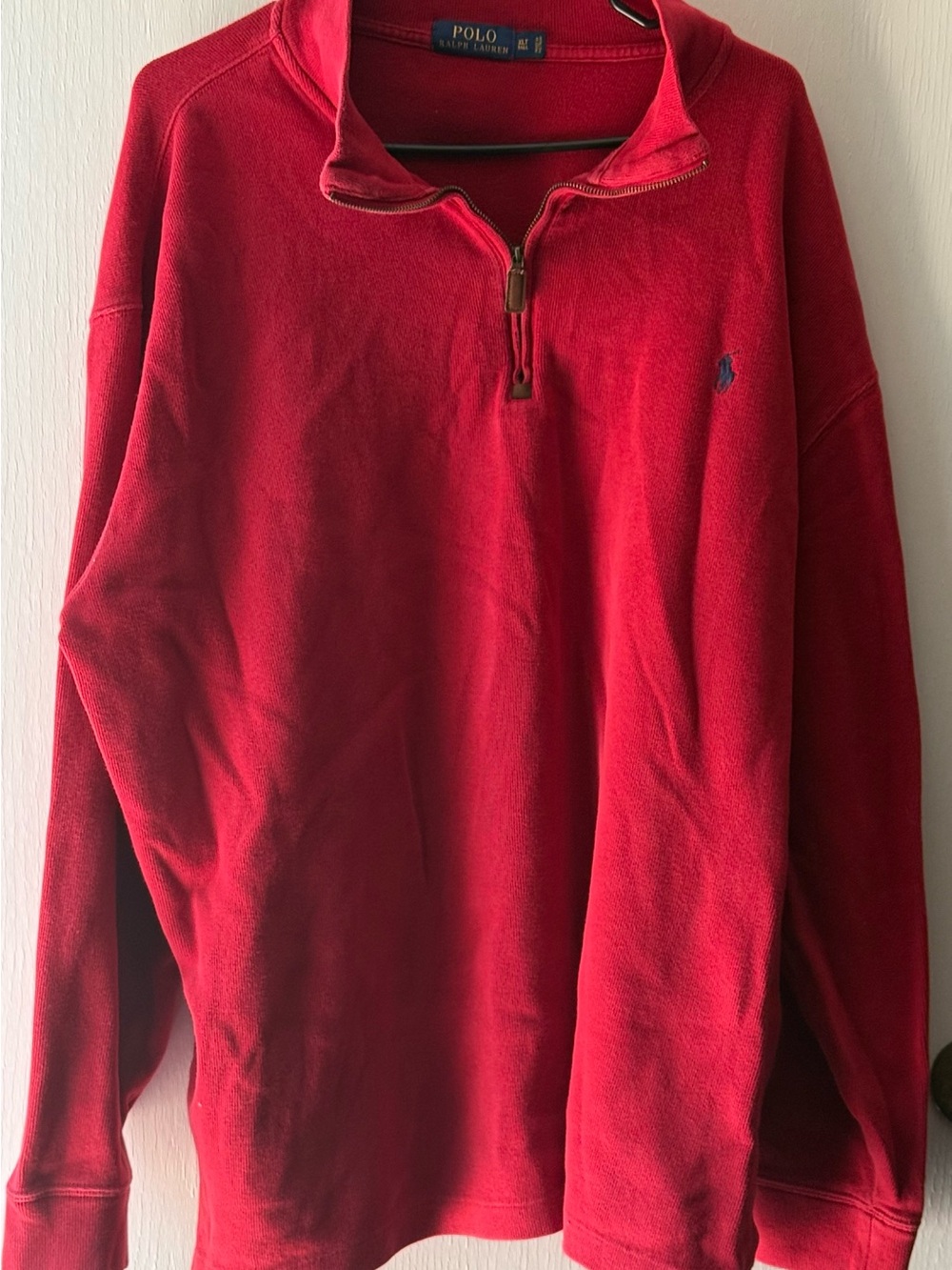 Vintage Polo by Ralph Lauren Red Quarter-Zip Fleece Sweater